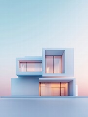 Modern Minimalist House: A stunning architectural rendering of a contemporary minimalist house. Clean lines, geometric shapes, and large windows create a sense of spaciousness and elegance.