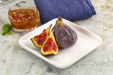 Purple ripe fig with cut