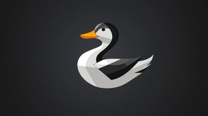 Naklejka premium A stylized duck illustration with geometric shapes on a dark background, ideal for design projects