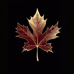Fototapeta premium Exquisite Metal Alloy Maple Leaf Badge with Sparkling Gem