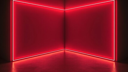 Red Corner Illuminated By Neon Lights