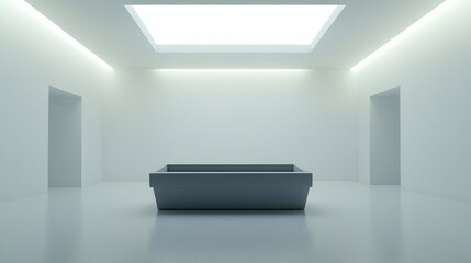 Fototapeta premium Minimalist Interior Design Featuring Futuristic Bathtub in Bright Modern Space
