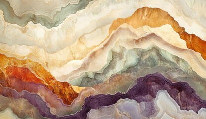 Obraz premium Abstract layered landscape with earthy tones and organic shapes.
