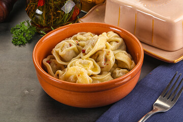 Russian homemade dumplings with meat