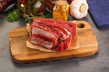 Raw beef ribs for cooking