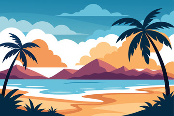 Fototapeta premium tropical beach with palm trees