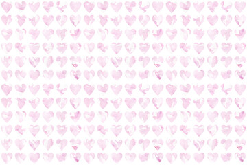 Abstract geometric pink background. Seamless pattern of watercolor hearts.