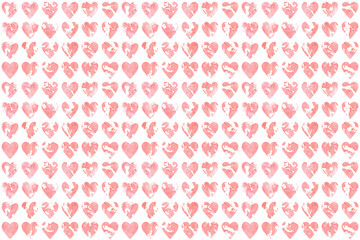 Fototapeta premium Abstract geometric pink background. Seamless pattern of watercolor hearts.