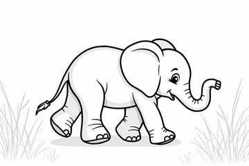 Obraz premium Baby Elephant Coloring Pages for Kids – Cute Wildlife Line Art