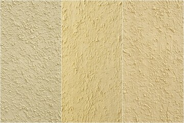 Fototapeta premium Three different shades of tan wall paint. The top left is a light beige, the middle is a medium beige, and the bottom right is a darker beige