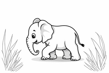 Obraz premium Baby Elephant Coloring Pages for Kids – Cute Wildlife Line Art