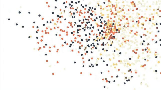 Abstract colorful dots on white background showcasing randomized pattern