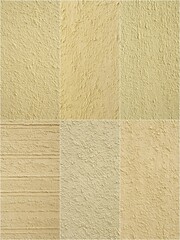 Fototapeta premium The image is a collection of different textures and patterns, all of which are made of a light tan color. The textures are arranged in a grid, with each row and column featuring a different pattern