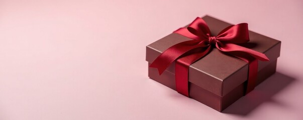 Elegant chocolate box with satin ribbon, isolated , product photography, sweet