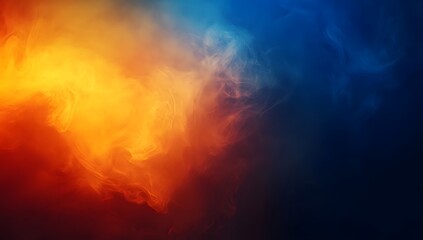 Fototapeta premium Dramatic Blue and Orange Gradient Smoke Abstract Digital