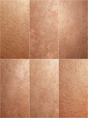 Fototapeta premium A series of six tan and gold colored walls, each with a different texture. The walls are arranged in a grid, with each one overlapping the one below it. The overall effect is a warm