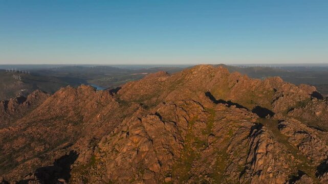 Rugged Mountains At Sunset. Aerial Drone Shot