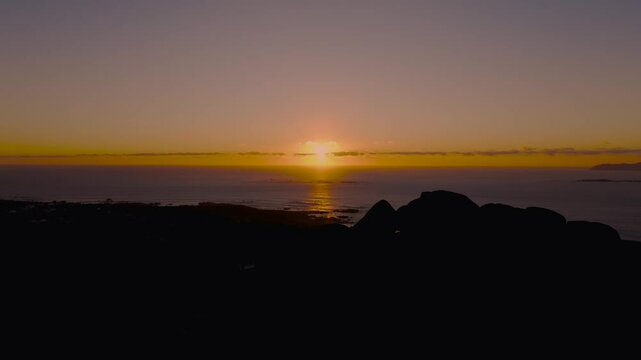 Summit of Mountain During Sunset. Aerial Drone Shot