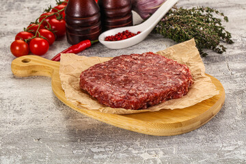 Raw beef burger cutlet for grill
