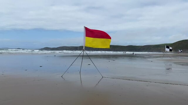 On the windy Newgale beach suitable for kitesurfing