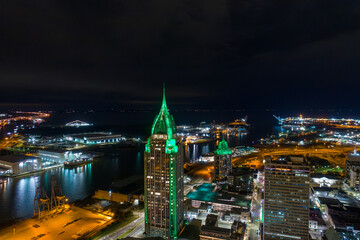 Fototapeta premium Downtown Mobile, Alabama at night