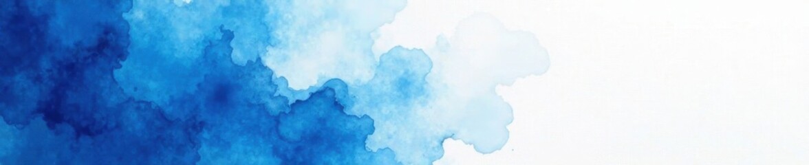 Obraz premium Deep blue abstract watercolor, textured white paper , wash, water, white