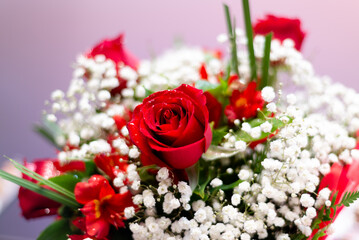Beautiful bouquet of red roses