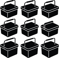 9 Set of tiffin box silhouette.