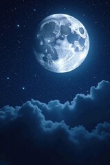 Ethereal glow of full moon, night sky abstract , illustration, magical, mystical