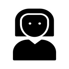 Solid icon of a short-haired female, perfect for user profiles and avatars.