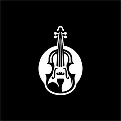 Fototapeta premium Premium violin silhouette logo with clean elegant lines for orchestra symphony music school instrument shop violinist brand identity musical event promotion and artistic representation