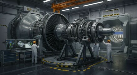 Aircraft engine maintenance and inspection inside a specialized facility