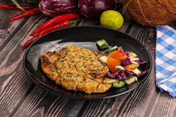 Tasty chicken steak with vegetables