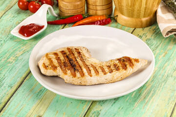 Grilled Turkey fillet breast served sauce