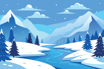Fototapeta premium winter landscape with trees and mountains