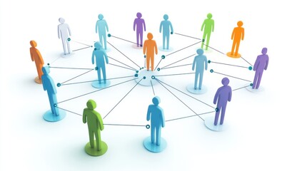 Network of Diverse People Connected by Lines