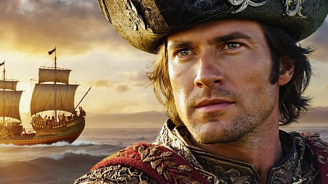 Christopher Columbus with His Caravel