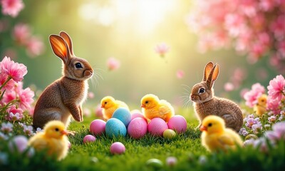 a serene and colorful Easter scene