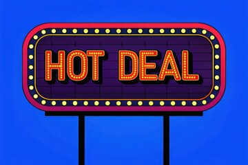 Obraz premium Hot Deal 3D text concept. Bright neon sign displaying 