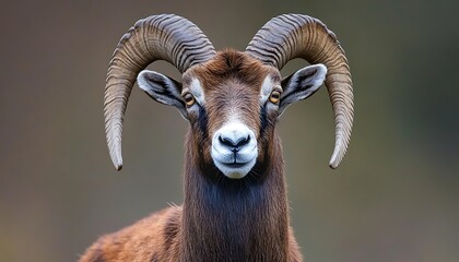 Obraz premium Mountain Ram Portrait in Forest