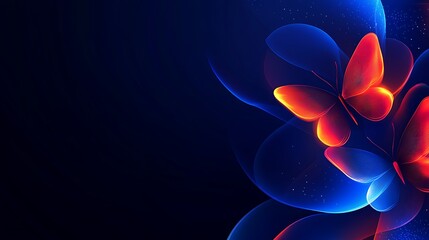 Glowing Neon Butterflies Abstract Art Design