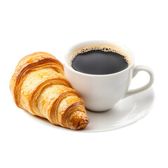 Savoring fresh croissants with coffee at a cozy , close-up breakfast delight, morning bliss
