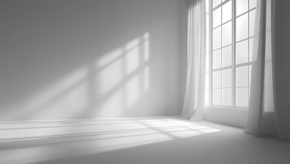 Fototapeta premium Serene Sunlight Illuminates Empty Room Interior
