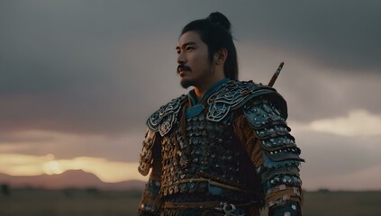  Mongolian Warriors in Traditional Fur and Armor