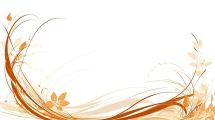 Abstract Autumnal Floral Design with Swirling Lines