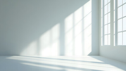 Fototapeta premium Sunlight Streaming Through Large Windows in Minimalist Room