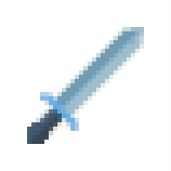 Pixel art of blade for games design element. Pixelated weapons icon.