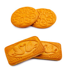 Delicate cookies arranged on a white background