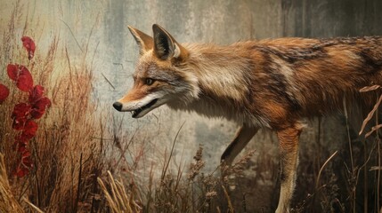 Obraz premium Coyote Portrait in Rustic Setting