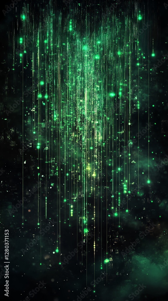 Canvas Prints green digital rain abstract background texture